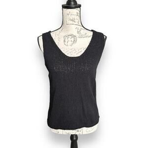 Madewell Women's Crochet Boucle Knit Scoop Neck Tank Top Sweater Black Medium